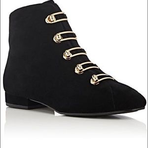 STELLA LUNA Buckle-Embellished Suede Ankle Boots